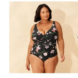 Shade & Shore Target One Piece Swimsuit Size 18 Black Floral Full Coverage New